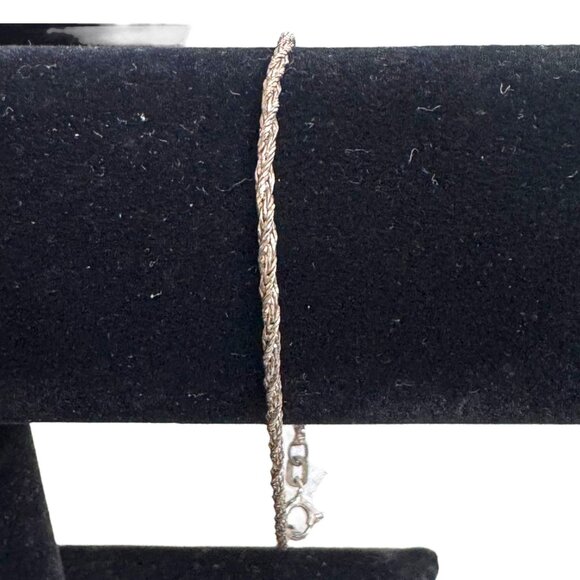 Vintage Petite Sterling Silver Twisted Rope Chain Bracelet 7” Italy 925 Estate - Picture 2 of 7